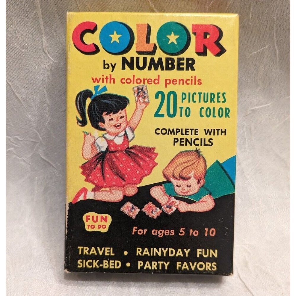 Vtg Built Rite Color By Number Unused Warren Papers Miniature Set Pocket Size